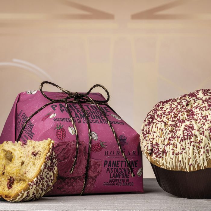 panettone-crema-pistaccho-chocolate-blanco-frambuesa-borsari-rustico Panettone Borsari Pistacho y Frambuesa